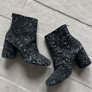 Maison Martin Margiela black suede crushed crystal ankle boots size 40